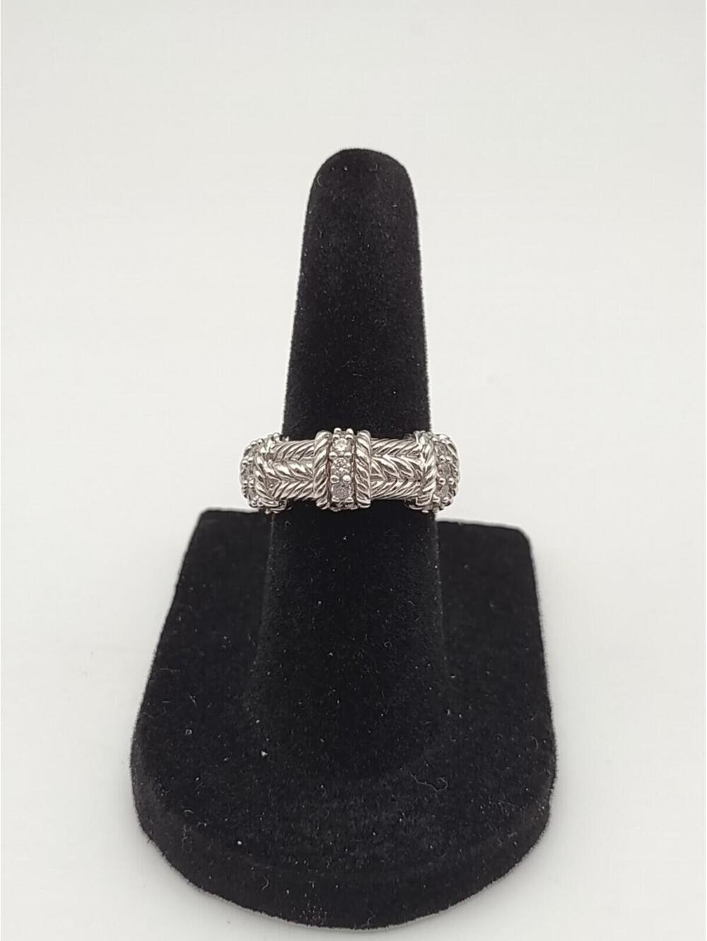 Judith Ripka Sterling Silver CZ Rope Ring Sz 5 925